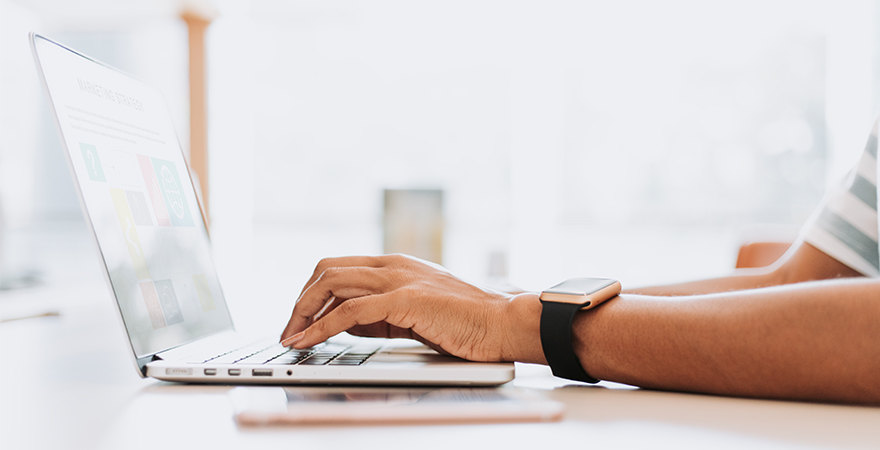 dementia online working on laptop