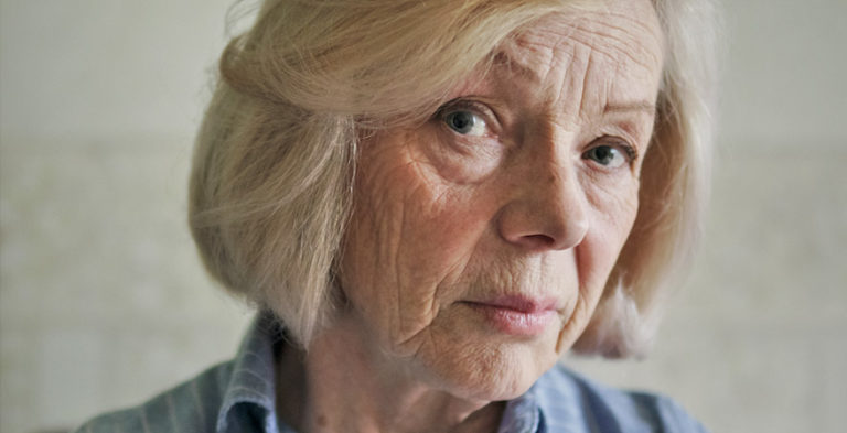 lady staring a camera